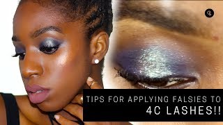 Tips for Applying Falsies to 4C Lashes  Cocoa Swatches [upl. by Atiraj]