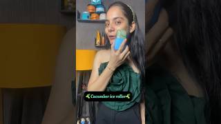 Trying ice roller🥒 skincare skincareroutine hacks youtubeshorts amazing meesho skincare fyp [upl. by Sitelc]