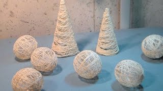 DIY String Ornaments balls and trees [upl. by Aysa]