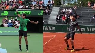 Roger Federer or Lorenzo Musetti Backhand Comparison フェデラー、ムゼッティのバックハンド比較 [upl. by Nutter67]