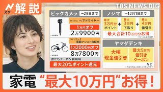 “衝撃価格”お得満載「ブラックフライデー」、家電最大10万円分お得、レジャー・英会話も“半額”に【Nスタ解説】｜TBS NEWS DIG [upl. by Brodeur]