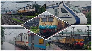 Railfanning Compilation  8 in 1 Monsoon Trains in Central Railway  Deccan QueenRajdhani etc [upl. by Winn853]