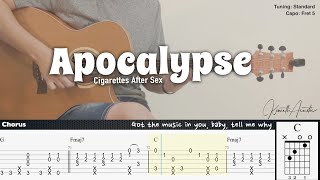 Apocalypse  Cigarettes After Sex  Fingerstyle Guitar  TAB  Chords  Lyrics [upl. by Howlyn]