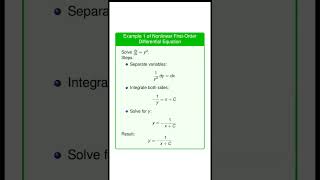 Nonlinear First Order Differential Equation maths mathsengineering math exammathhacks [upl. by Ytsanyd577]