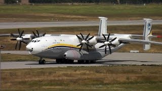 Antonov AN22 The Worlds largest Propeller Aircraft Take off at LeipzigHalle Airport 2272016 [upl. by Arevle]