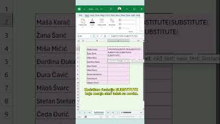 Funkcija SUBSTITUTE excel [upl. by Kieran690]