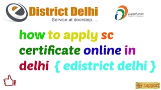 HOW TO APPLY SC CERTIFICATE ONLINE IN DELHI  E DISTRICT DELHI [upl. by Annayi894]