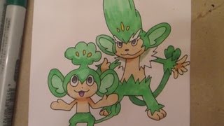 How to draw Pokemon No511 Pansage No512 Simisage [upl. by Varien]