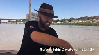 Thor drinking from the River Tigris with the LifeSaver Liberty water purifier bottle [upl. by Haelat]