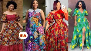 Les Nouveaux Modèles de Robes Longues Évasées en Wax Pagne Africaine – Collection 2024 [upl. by Maxi738]