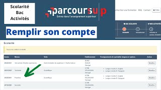 Comment remplir son parcours  Scolarité et Baccalauréat Parcoursup [upl. by Gnahc]