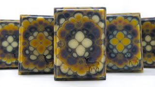 Natural cold process soap making rectangle kaleidoscope pull through technique plant colors [upl. by Othe]