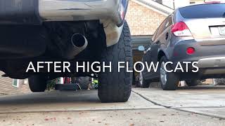 Before and after high flow catalytic converters Flowmaster [upl. by Bailie]