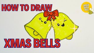 How to draw cute Christmas bells  easy kids drawing DrawwithBee [upl. by Tim8]