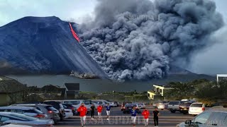 Horrible Today Live Footage of Stromboli Volcano Crater Collapse Triggers Big Tsunami scares local [upl. by Rafaj]