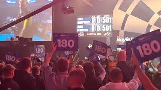 Live Darts Walkons  Mike De Decker amp Luke Humphries  World Grand Prix of Darts Leicester 2014 [upl. by Anerat]