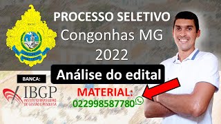 PROCESSO SELETIVO DO MUNICÍPIO DE CONGONHASMG  Banca IBGP  2022 [upl. by Ylrac]