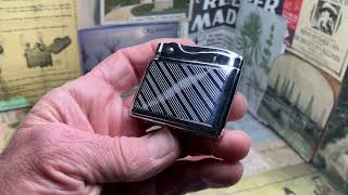 Vintage Ronson ADONIS Automatic Petrol Lighter NEWARK NJ USA US PAT 2481195 Diagonal Design [upl. by Hudson]