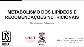 ONNUTRI  Metabolismo dos lipídios e recomendações nutricionais [upl. by Amethyst]