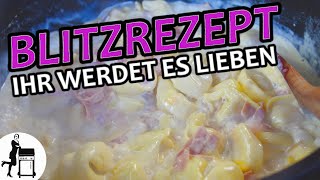 Tortellini Rezept mit cremiger SchinkenSahneSoße [upl. by Atnahsal]