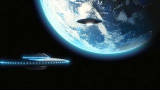 UFO stock footage Alien invasion over earth 100s of CGI flying saucers [upl. by Letnohc]