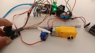 Servo motor and DC motor controlled by Joystick module Get started with Joysticks control [upl. by Eillen83]