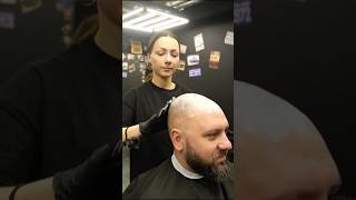 ASMR Head Shave  Young Lady Barber 💈  Female Barber ASMR  Satisfying Shave asmr [upl. by Kciredohr377]