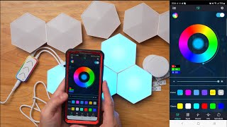 RGB Hexagon Lights Smart App Control DIY Hexagon Wall Lights 10 Pack [upl. by Johathan]