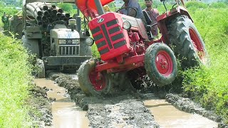 Eicher 485 Tractor Stuck in with Loaded Trolley Pulling New Holland 3630 and Mahindra 275 Di XP plus [upl. by Beitch537]