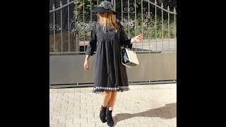 Coklico  Robe midi noir avec volant vichy femmecoklico [upl. by Janeva]