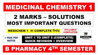 2 Marks Solutions  Medicinal Chemistry Pharmacy 4th Sem Important Questions  Carewell Pharma [upl. by Tressa984]