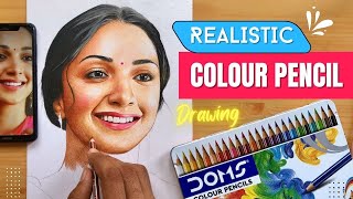 Drawing a Realistic Colour Pencil Portrait with Doms Super soft Colour Pencils [upl. by Oimetra]