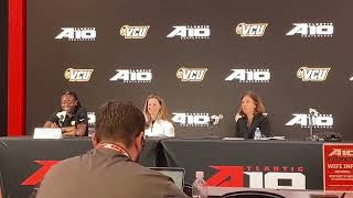 VCU mens basketball coach Beth OBoyle junior guard MaryAnna Asare at 2024 Atlantic 10 media day [upl. by Aiciram249]