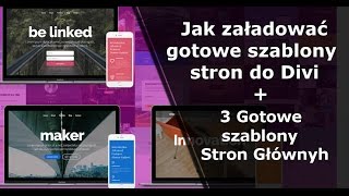 Jak Załadować Gotowe Szabony Stron Do Divi  3 Gotowe Szablony Stron Głównych [upl. by Ylnevaeh]