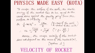 PART  II JEE MAIN AND NEET 11 TH PHYSICS SOLVED MCQs VELOCITY OF ROCKET FORCE CONSTANT  3 [upl. by Quennie]