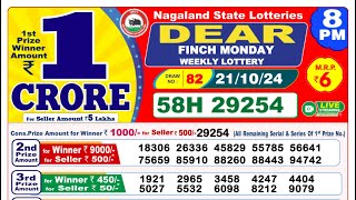 🔴LIVE Nagaland Lottery Result Today 8PM 21102024 Dear Finch Monday [upl. by Thin216]