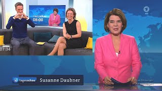 Susanne Daubner  Lachflash wegen quotClownquot Sven Lorig     ARD MOMA amp Tagesschau 27092023 [upl. by Yenetruoc]