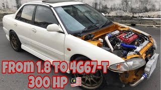 Proton Wira 4G93 gsr from Kedah upgraded 4G67t spec 300 hp package modd rm 25000 by Zaki Spec [upl. by Leitman]