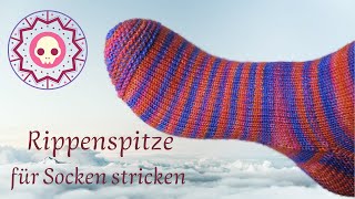 Sockenspitze gerippt  die Rippenspitze stricken [upl. by Honan]