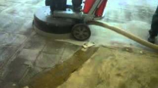 Husqvarna PG 820 Concrete Floor Machine ripping up thinset coating and motar bed  Video 2 [upl. by Llenyl]