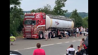 UITTOCHT TRUCKSHOW CINEY 2023 truck departures truck spotting Scania V8 open pipe [upl. by Herring]