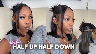 Y2K90S HALF UP HALF DOWN HAIR TUTORIAL  VIRAL TIK TOK HAIRSTYLE [upl. by Teri]