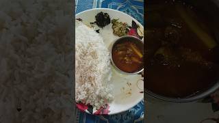 Duporer simple lunch🍝🥗🍱 thali shak bata r small fish🐠🐋 curry🍛nabamitadey22 food youtubeshorts [upl. by Enicnarf]