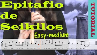 Epitafio de Seikilos  Tutorial flauta con partitura  Karaoke instrumental [upl. by Emerald]