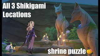 All 3 shikigami locations shrine puzzle Sacrificial offerings quest Genshin Impact Inazuma 20 [upl. by Acinomad]