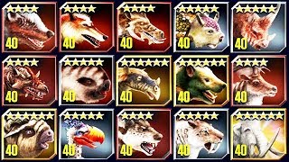 ALL MAX LEVEL 40 CENOZOIC CREATURES JURASSIC WORLD [upl. by Ilse]