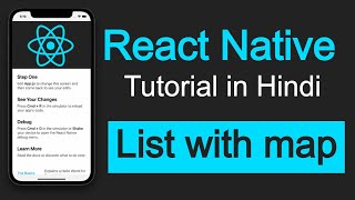 React Native tutorial in Hindi 15 List with map function  without flatlist [upl. by Ssalguod]