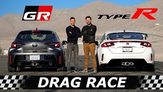 2023 Honda Civic Type R vs Toyota GR Corolla  DRAG amp ROLL RACE [upl. by Larsen]