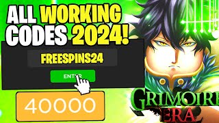 NEW ALL WORKING CODES FOR GRIMOIRES ERA IN 2024 ROBLOX GRIMOIRES ERA CODES [upl. by Judus]