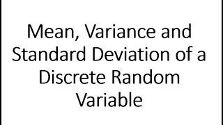 BisDak Math  Mean Variance Standard Deviation of a Discrete Random Variable [upl. by Lacie558]